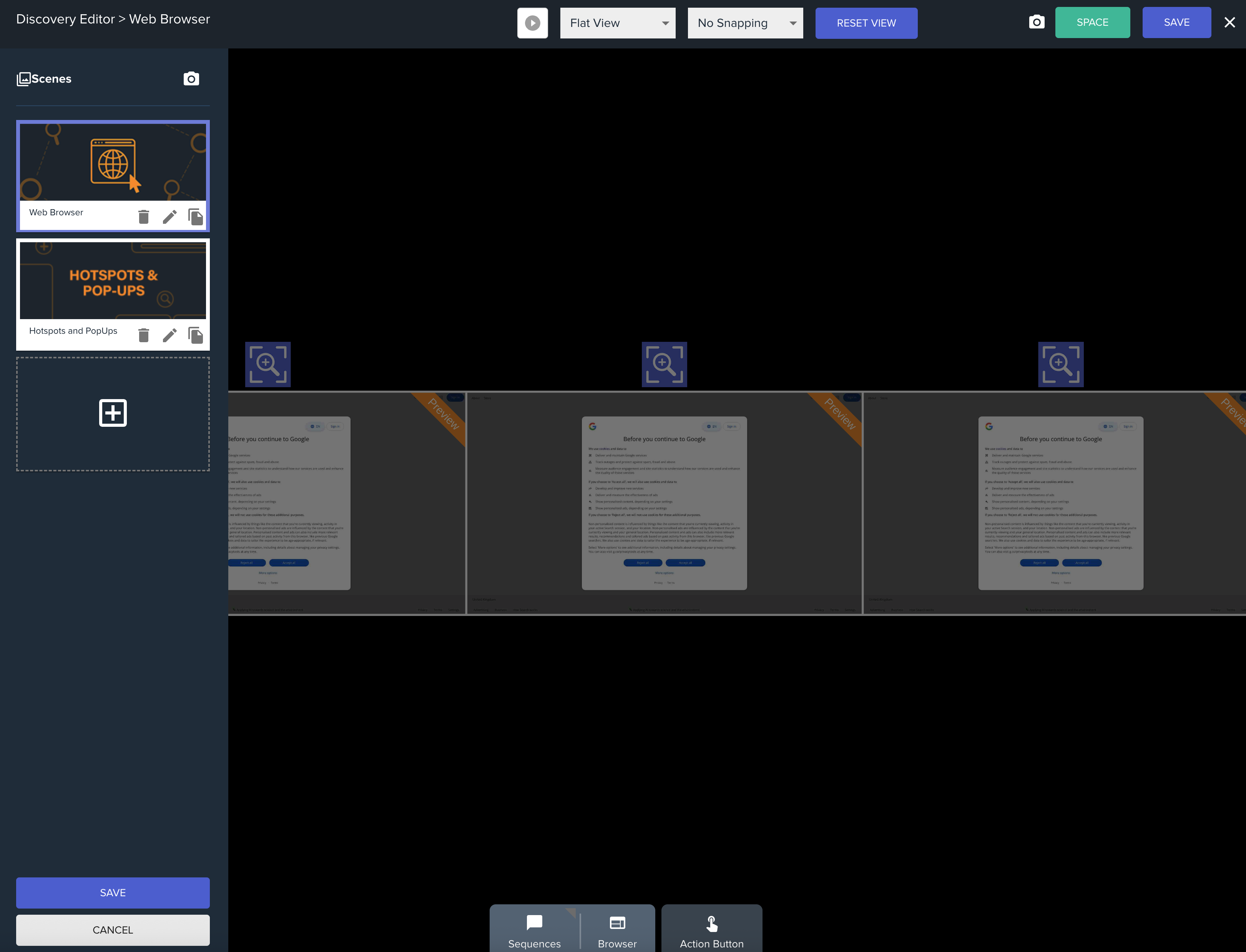 Immersive Studio - Discovery editor - add Web Browser template